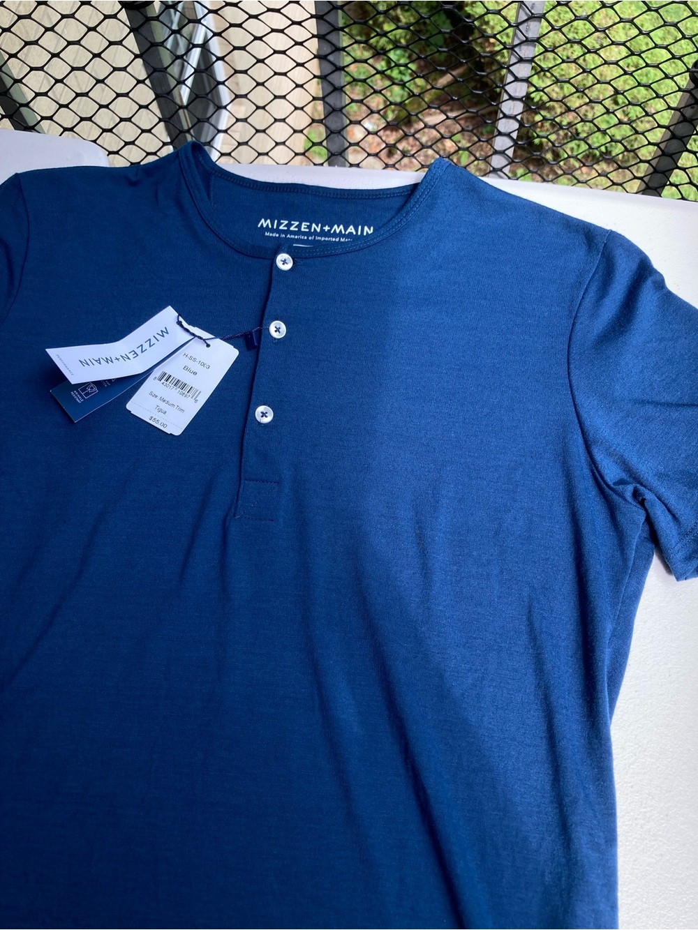 Mizzen + Main Blue Tigua 1/4 Button Front T Shirt